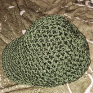 Green Crochet Tam Hat, slouchy beanie